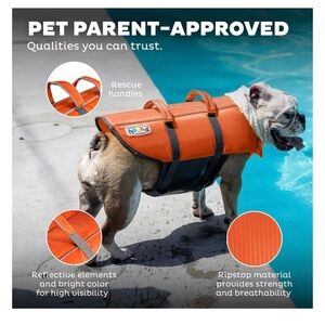 Outward Hound XL Dog Life Jacket Orange Safety Vest with Handles